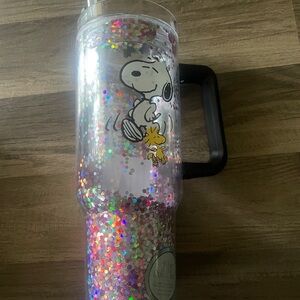 New in Box Snoopy Glitter Tumbler with Handle
